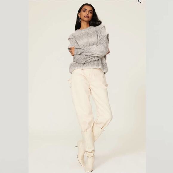 IRO Valya Gray Ombre Ruffle Oversized Crewneck Sweater Small - Picture 9 of 9